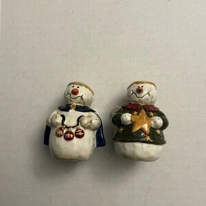 Festive Snowman Figurines Set - White and Green